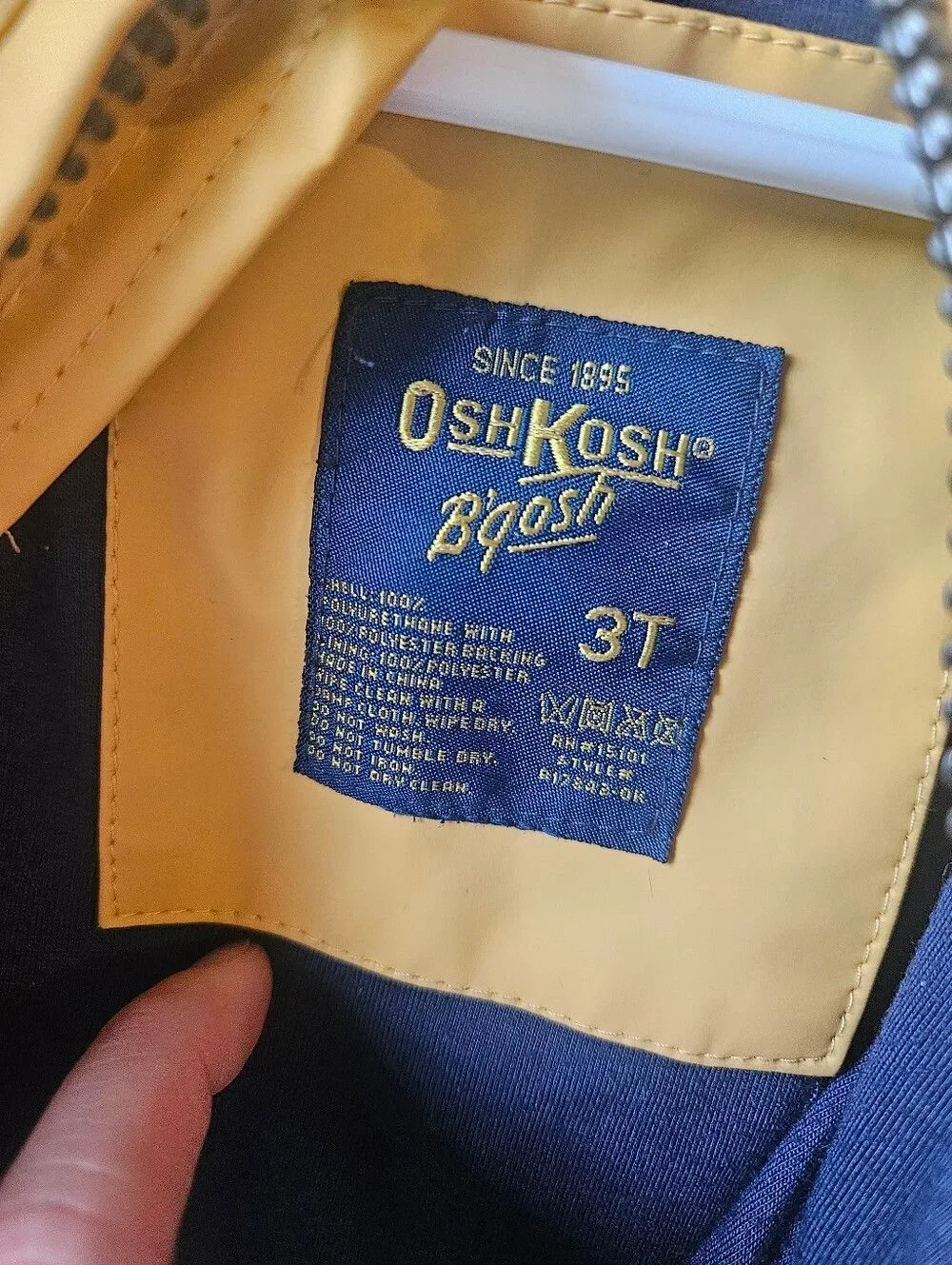 Vintage OshKosh B'gosh Yellow Hooded Rain Jacket Size 3T